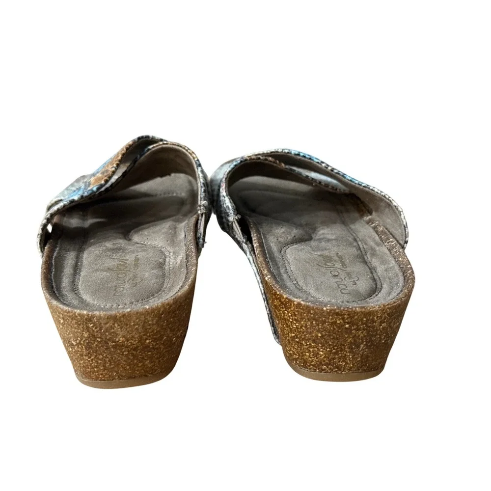 Natural Soul Snakeskin Print Cork Wedge Slide Sandals Blue Brown‎ Grey Womens